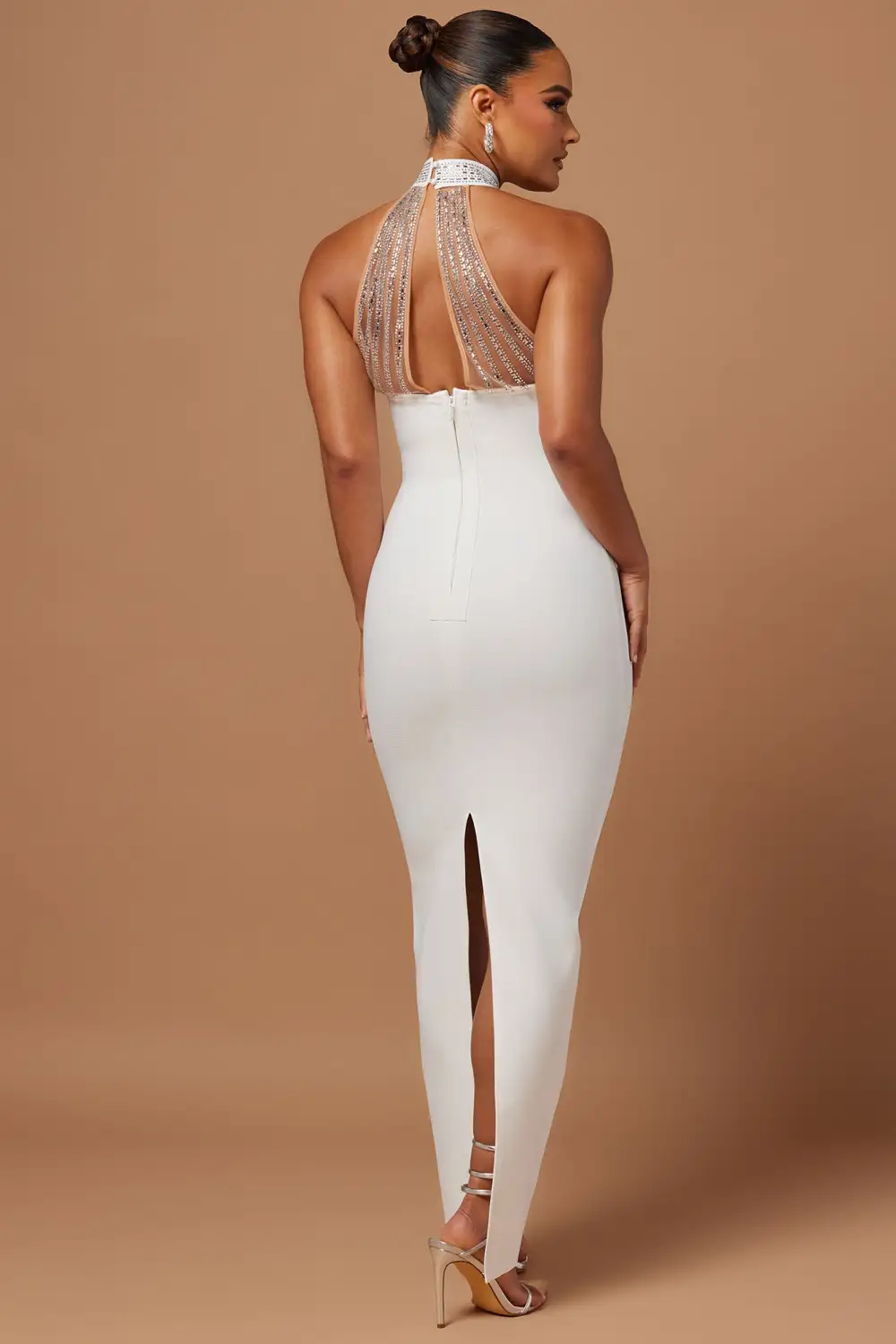 Lina Embellished Bandage Maxi Dress - White