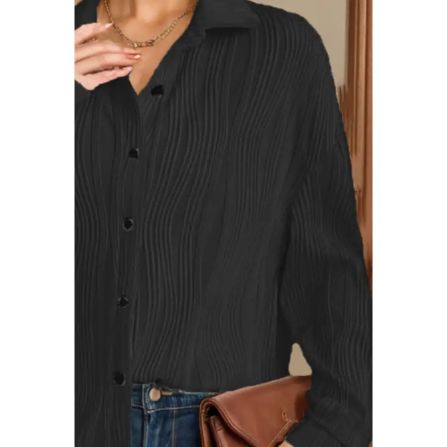 Relaxed Textured Collared Collared Shirt
