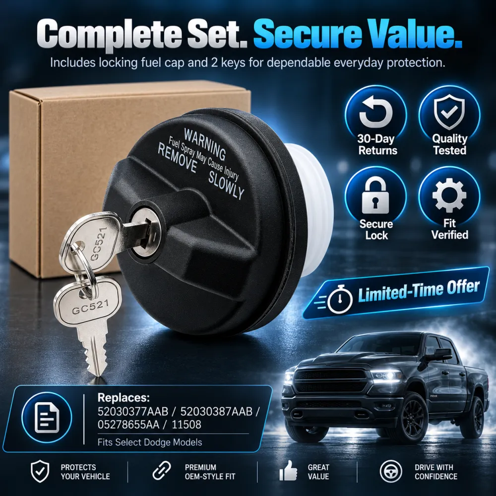🔒 Locking Fuel Cap – Direct Replacement for 7730047020, Anti-Theft, Precision Seal, Prevents Fuel Vapor Leak – Includes 2 Keys (OEM Fit)