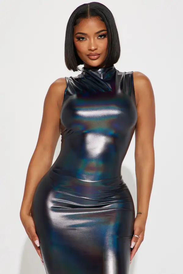 Retro Livin' Sleeveless Midi Dress - Navy