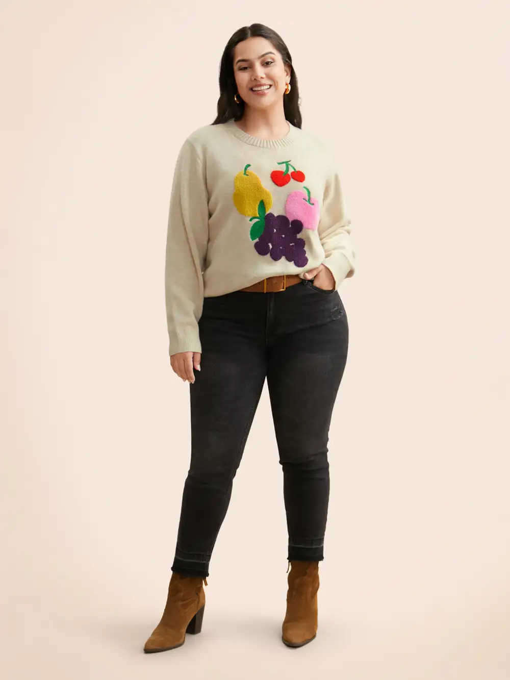 Supersoft Essentials Crew Neck Fruit Embroidered Pullover