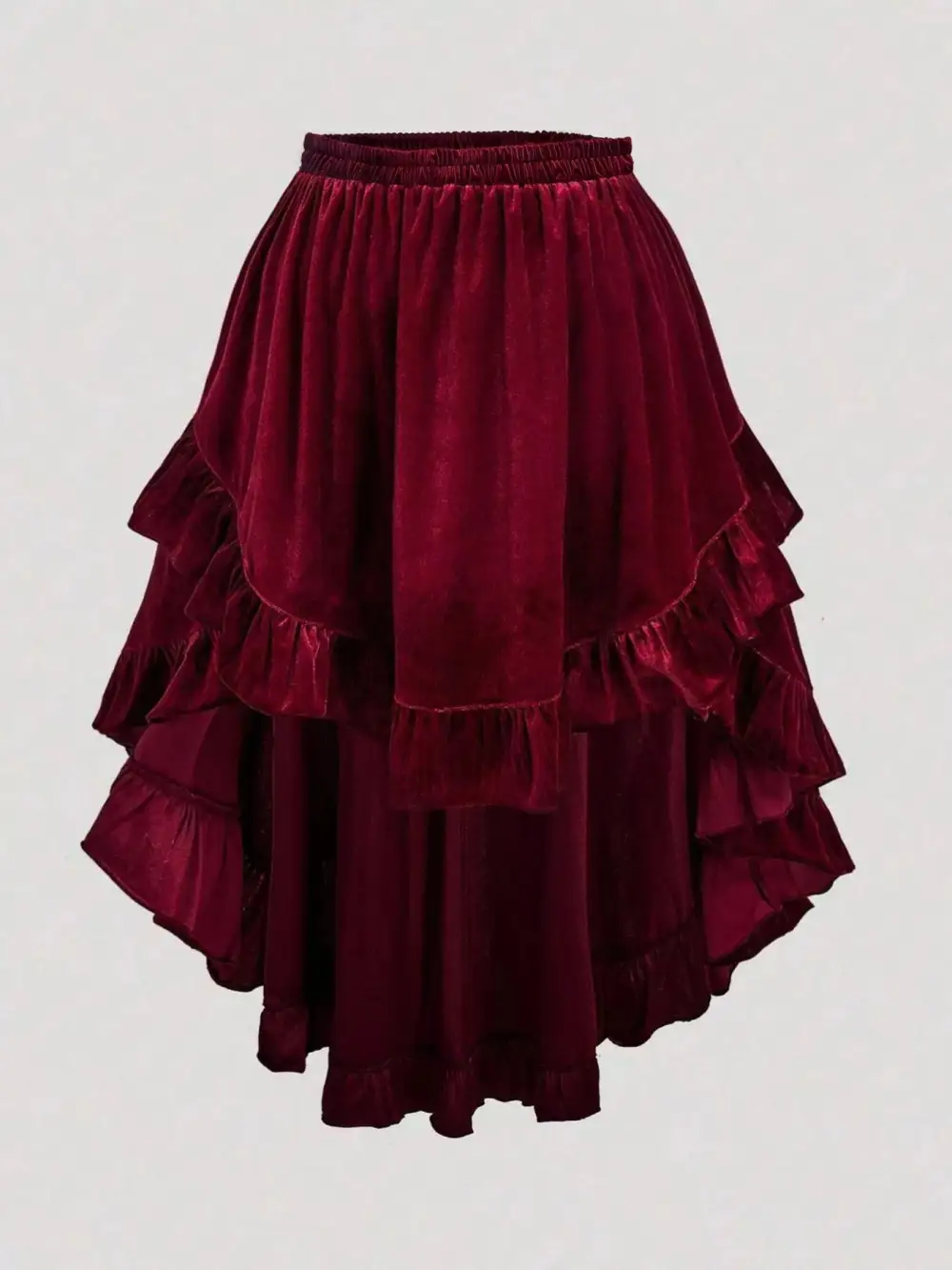 Ruffle Trim Velvet Skirt