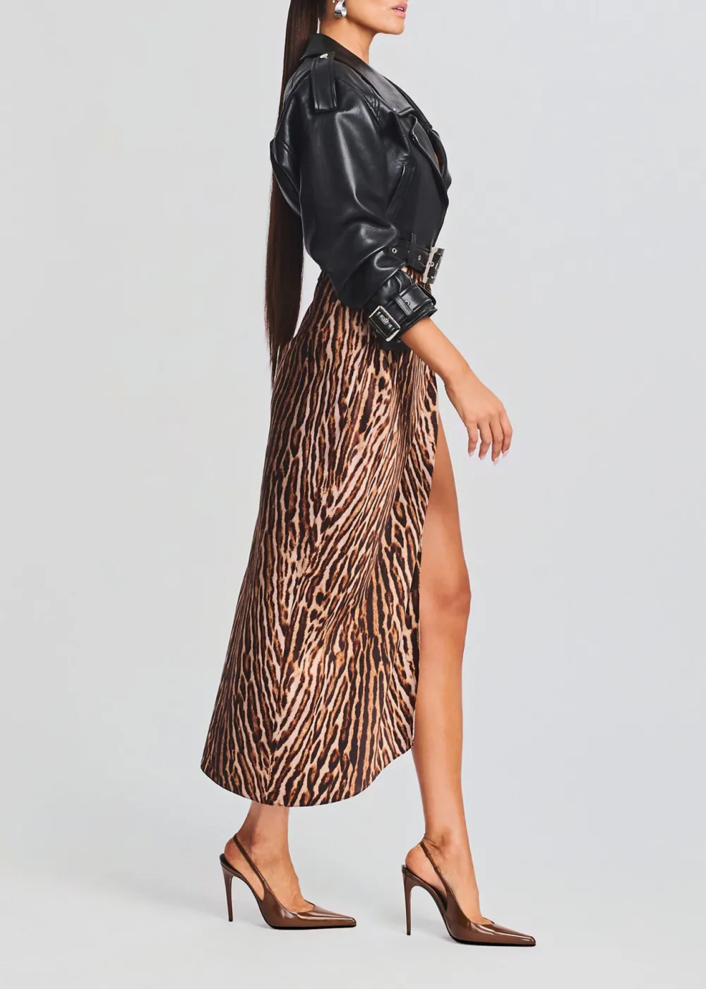 Lapel Buckle Leather Jacket