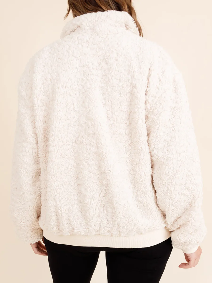 Plush Light Apricot Patchwork Ribbed Jacket