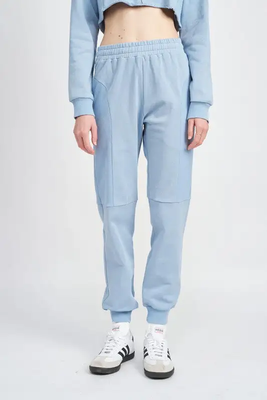 Rib Contrast Jogger Pants
