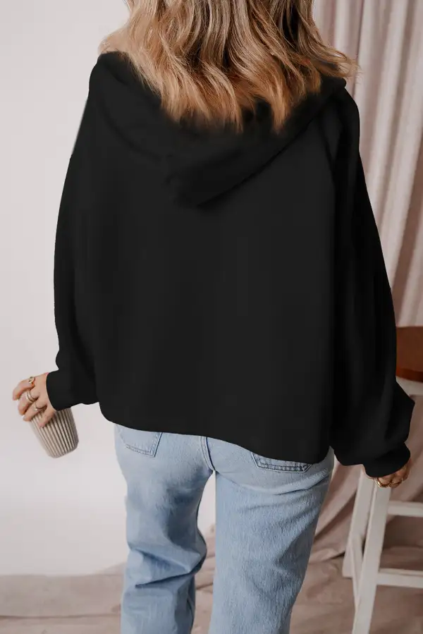 Everyday Relaxed Fleece Pocket Detail Zip Detail Hoodie