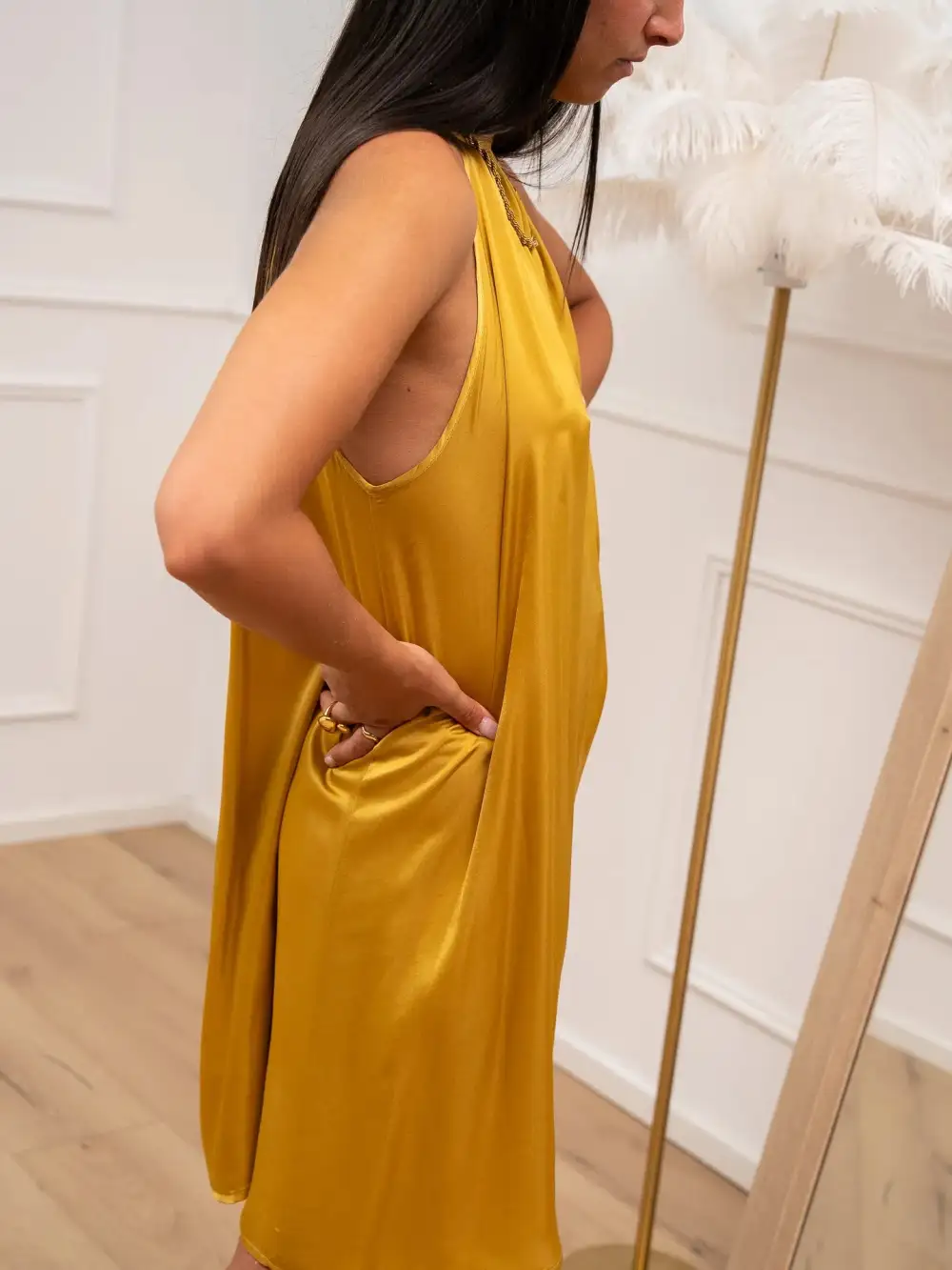 a Line Strappy Viscose Dress