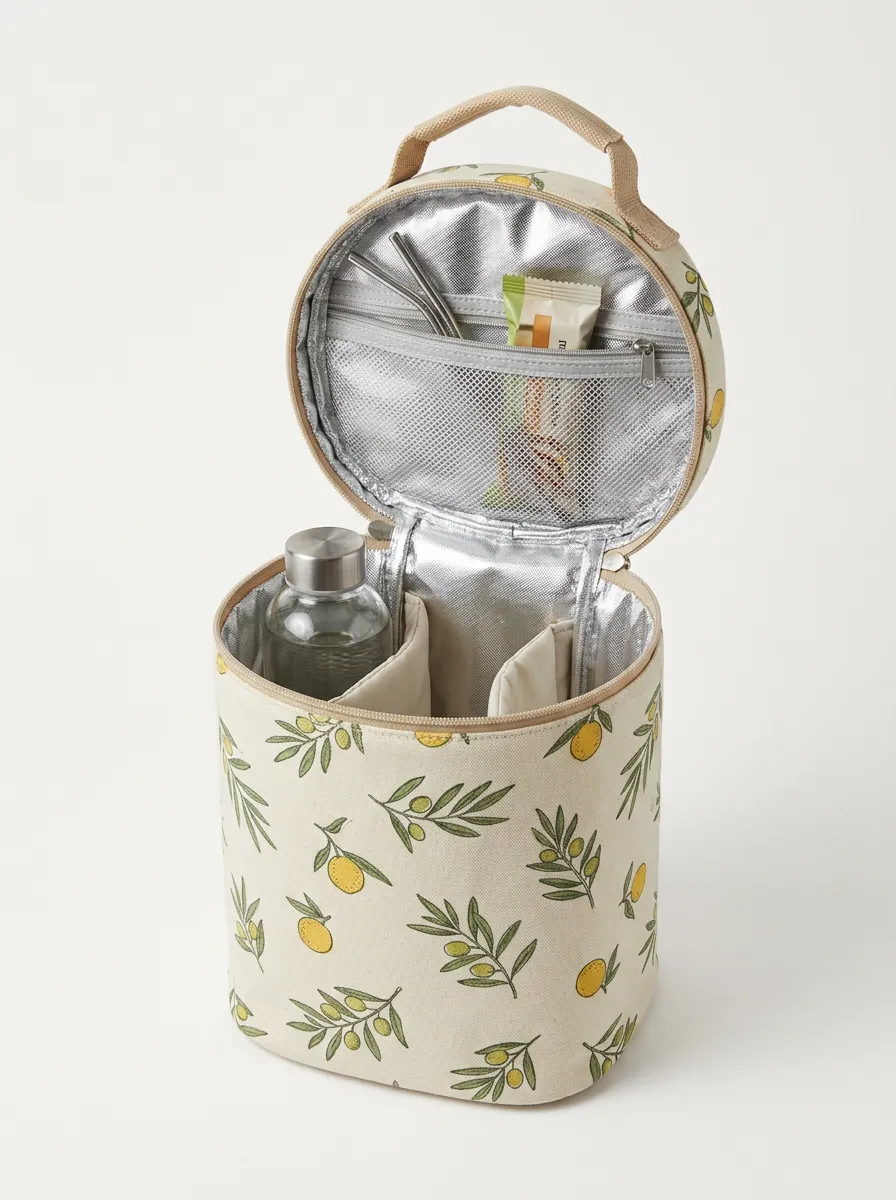 Olive Branch Pattern Printed Insulated Lunch Bag