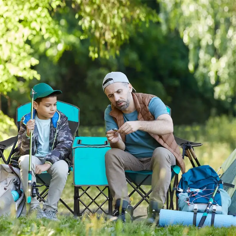 Folding Double Camping Chairs with Shade Canopy Portable Beach Chairs with Cup Holder