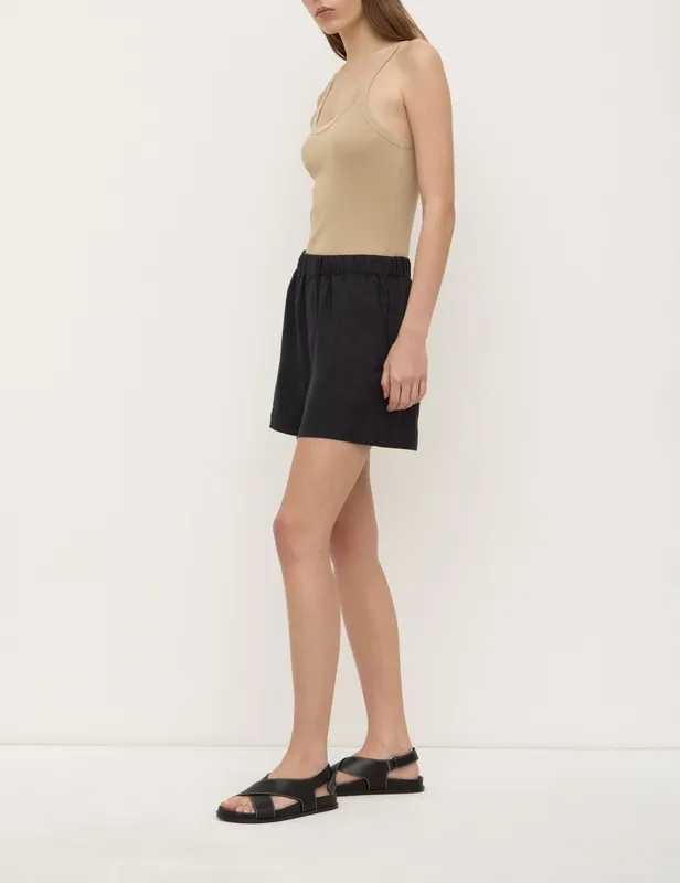 Black Linen Everyday Short