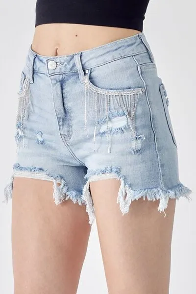 Frayed Hem Pocket Detail Shorts