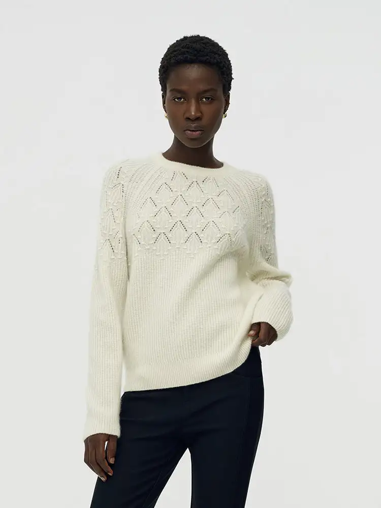 100% Cashmere Openwork Women Sweater