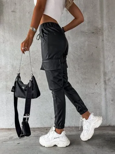 Relaxed Drawstring Pants With Pocket