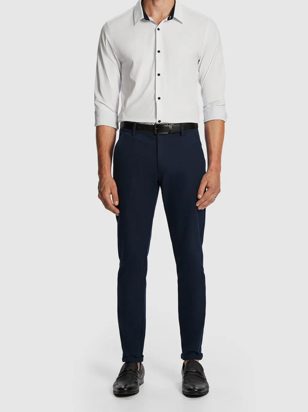 White Slim Fit Long Sleeve Shirt