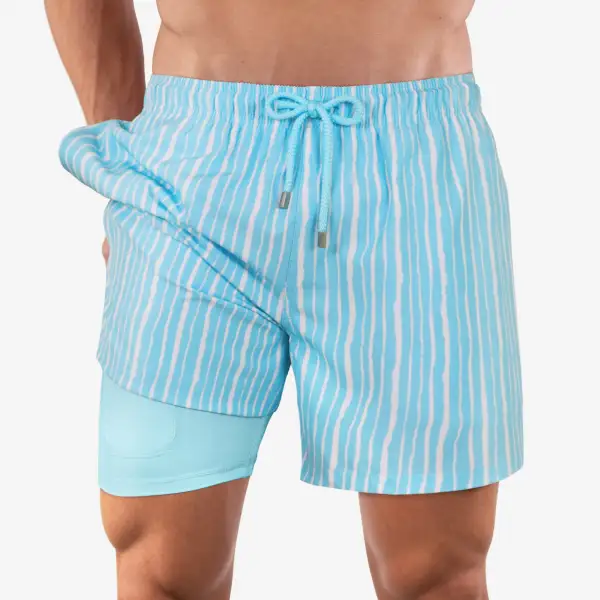 Blue Mid-Length Hybrid Short