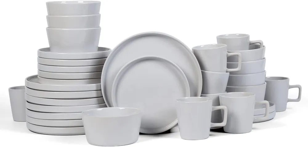 Stone Lain Coupe Dinnerware Set, Service For 8, Black Matte