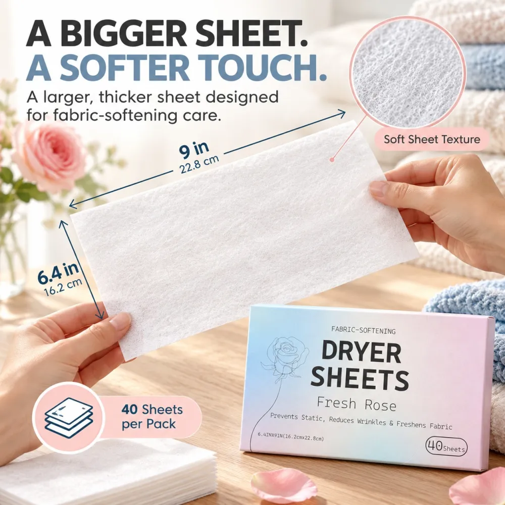 Fabric Softener Dryer Sheets, Long-Lasting Fragrance, Anti-Static, Wrinkle Release, Natural Scent, Laundry Freshener Sheets