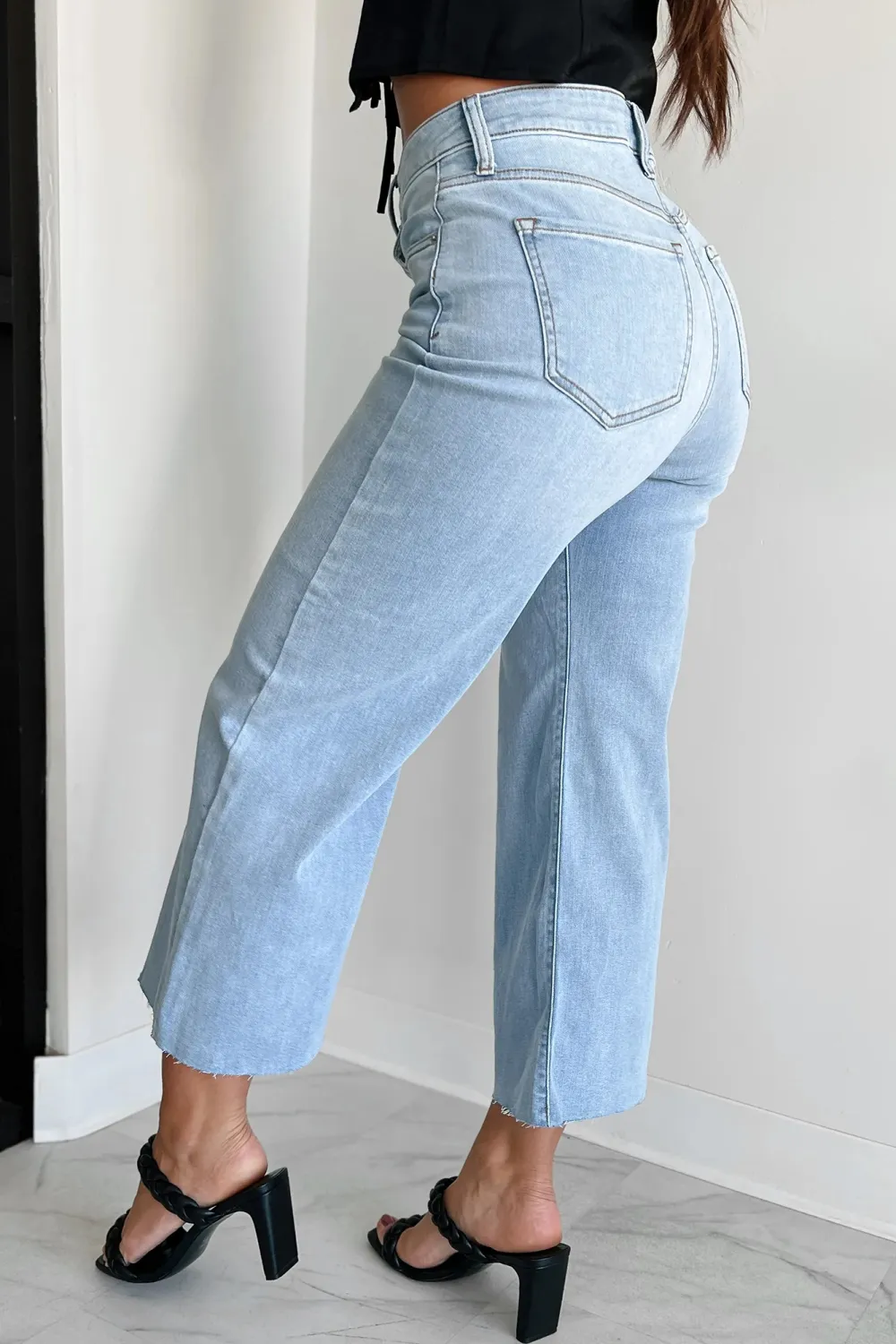 High Rise Crop Wide Leg Sneak Peek Jeans