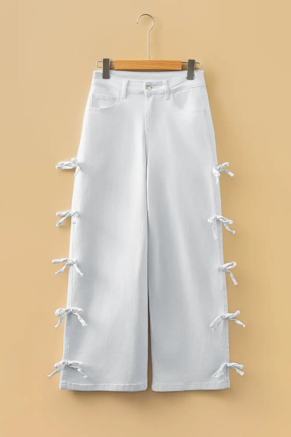 Straight Leg Loose Bow Knot Side Jeans