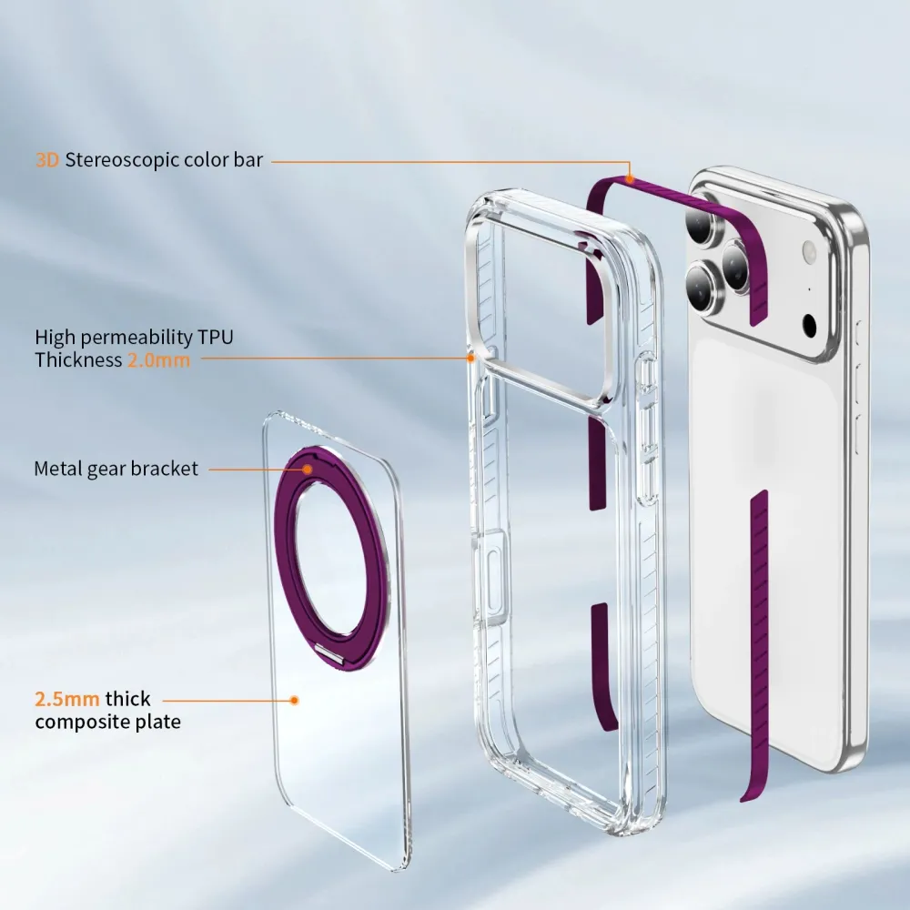 New Pivot Case iPhone 17 Pro Max Case Compatible with Apple 18 PM Gear Stand Clear Phone Case