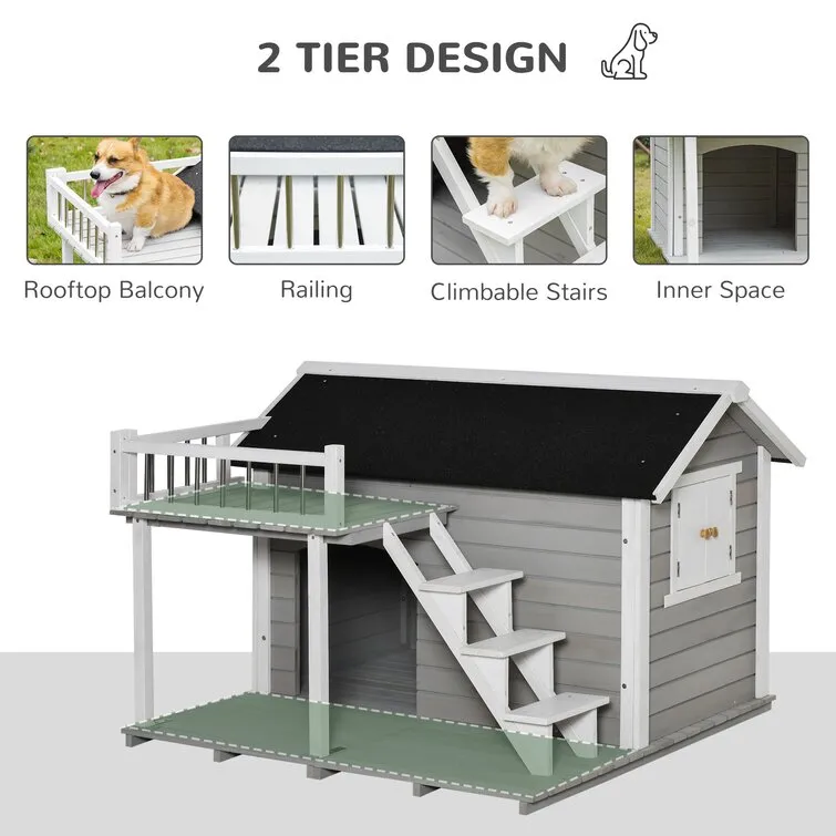 Moberg Gray Wood Dog House