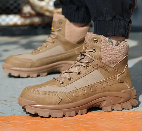 Men's Combat Boots Orthopedic Support Hiking Boots Waterproof Puncture-Resistant Work Boots
