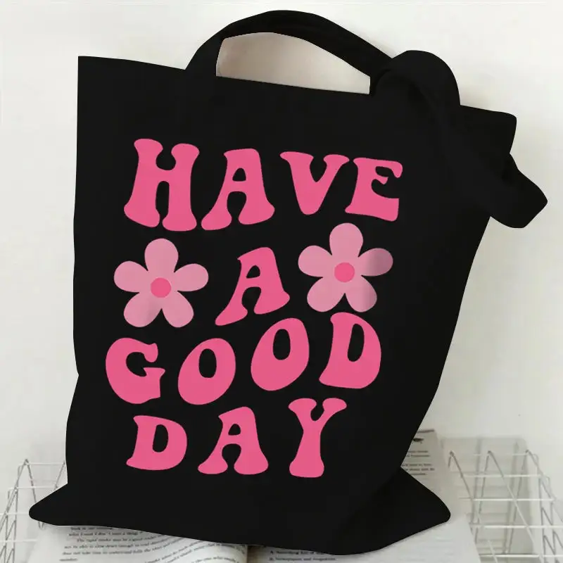 Groovy Retro Graphic Canvas Tote Bag