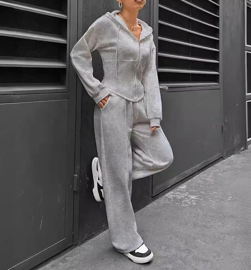 Women's Grey Hoodie Sweatshirt Set