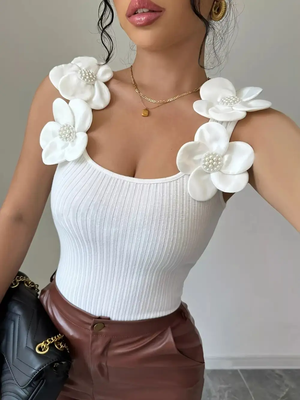 Applique Ribbed Tank Top