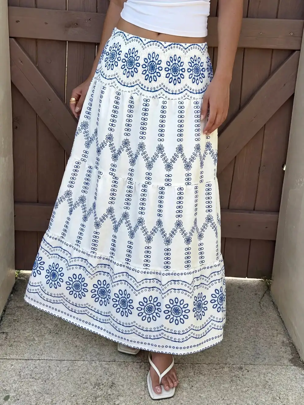 Chic Smocked Printed Skirt
