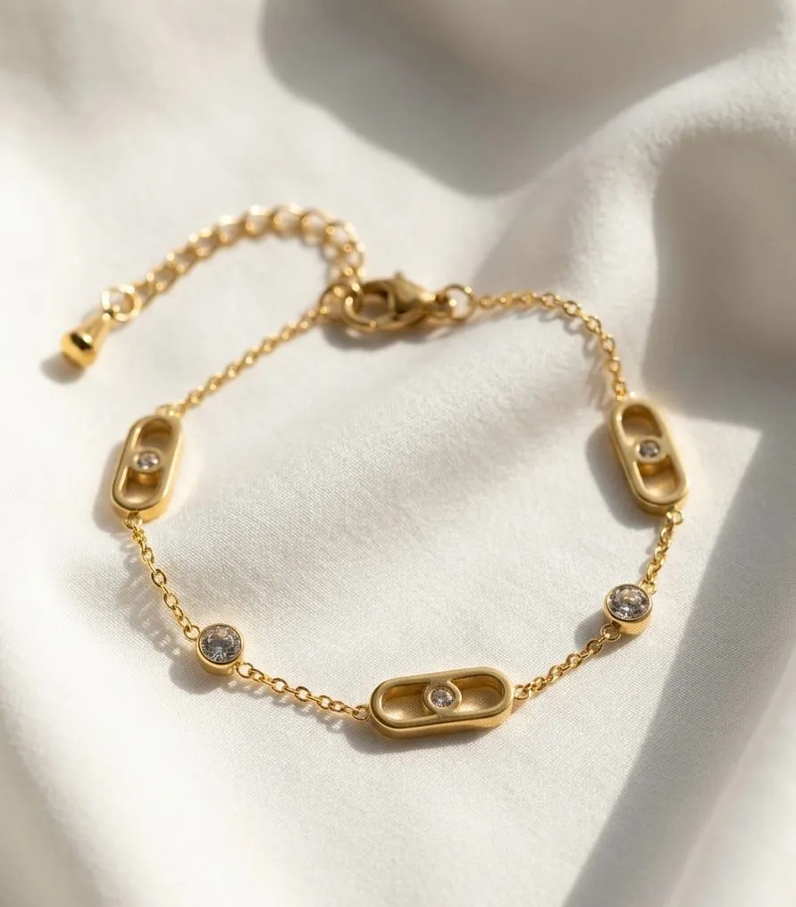 Contemporary Stainless Steel Rhinestone Fashion Bracelet