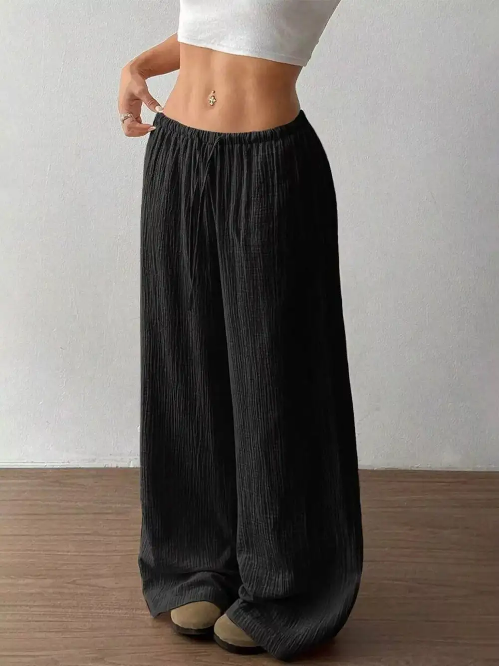 Full Size Drawstring Wide Leg Pants