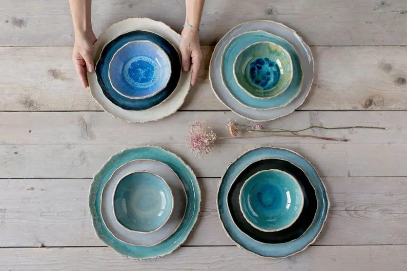 4 Person handmade ceramic dinner set | pottery | dinnerware set | stoneware | ceramic plates