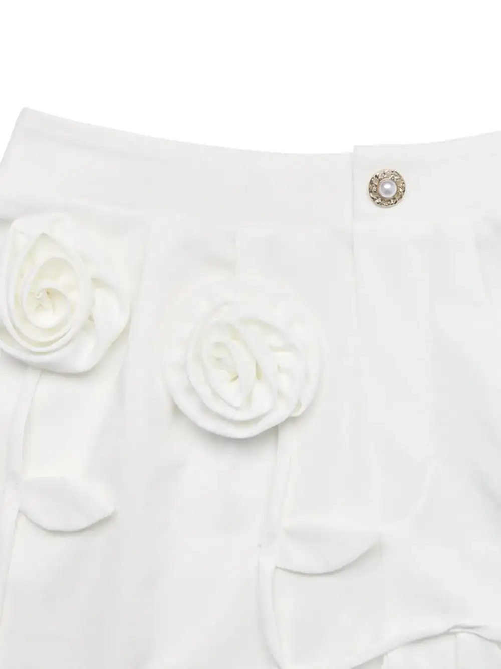 D Flower Applique High Waisted Shorts
