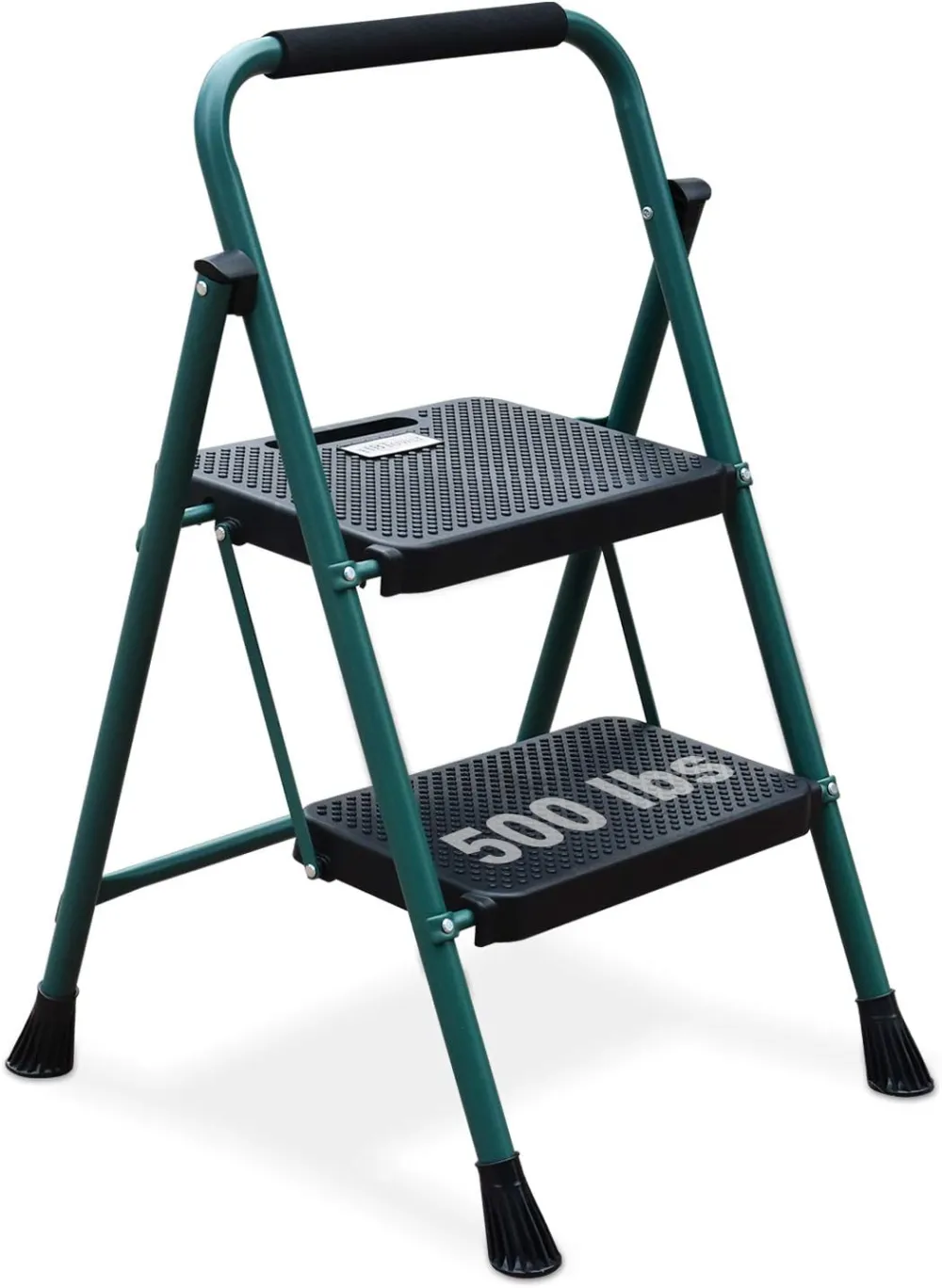 3 Step Ladder, Folding Step Stool with Wide Anti-Slip Pedal, 500lbs Sturdy Steel Ladder, Convenient Handgrip, Lightweight, Portable Steel Step Stool, Black