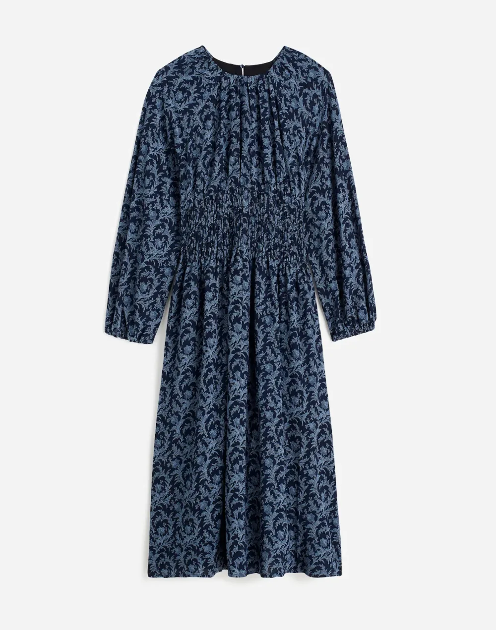 Bubble-Sleeve Smocked Maxi Dress in Floral