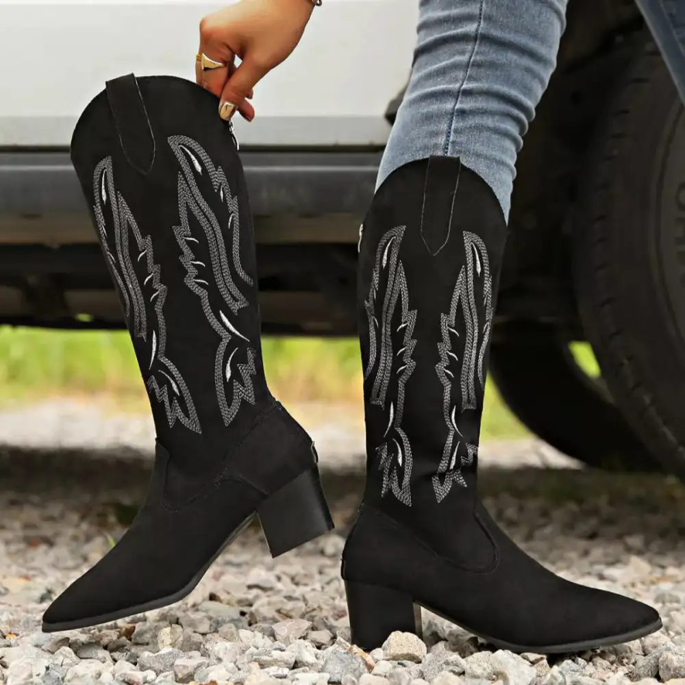 Refined Modern Pointed Toe Block Heel Boots