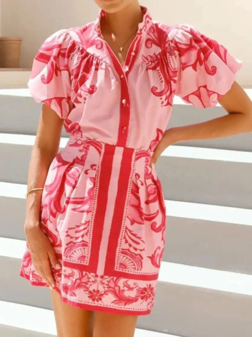 Button Front Strapless Coordinated Set