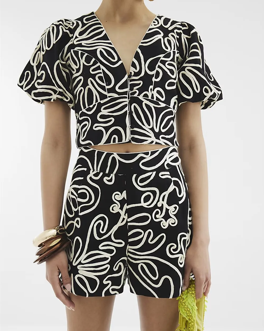 Black And White Line Art Shorts