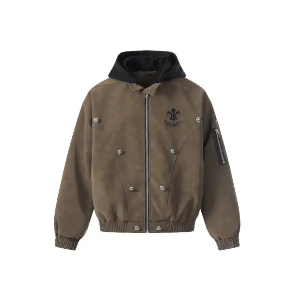 Hooded Leather Layer Jacket