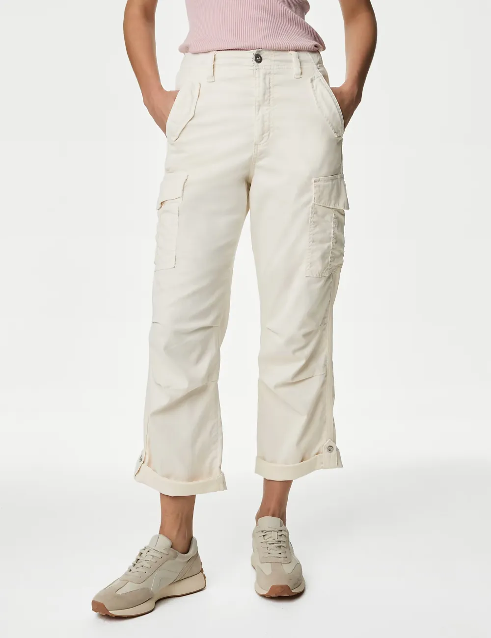 Rich Cargo Tea Dyed Cropped Trousers