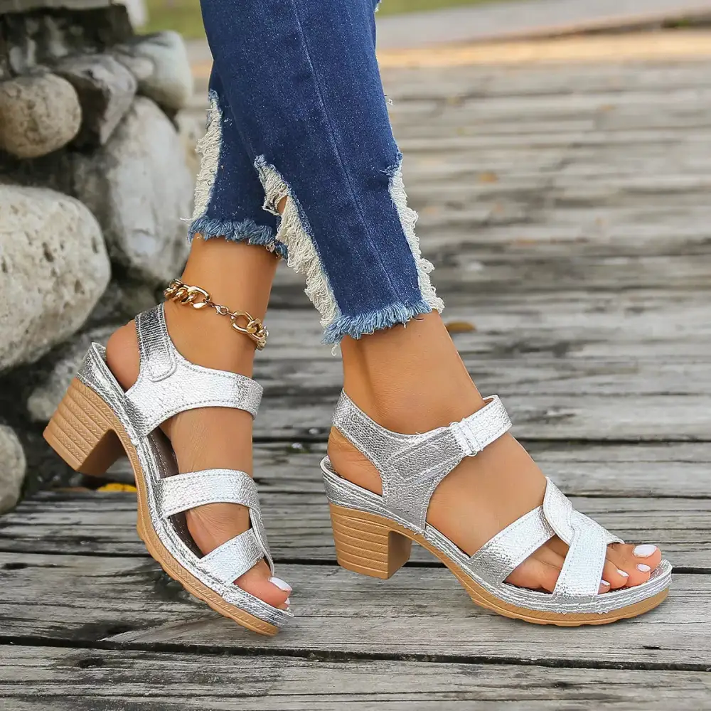Modern Open Toe Block Heel Sandals