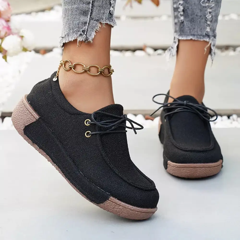 Round Toe Lace-Up Sneakers