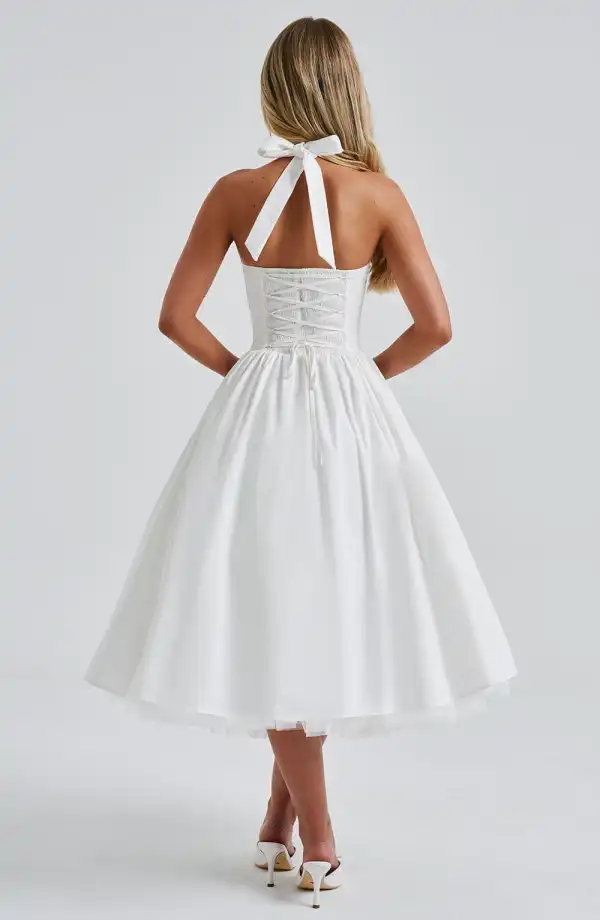 Halter Neckline Midi Dress