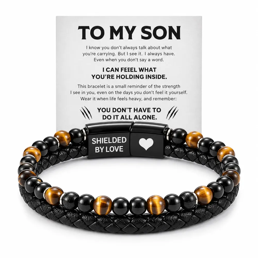 Tiger Eye & Leather Bracelet for Son: A Reminder of Your Love