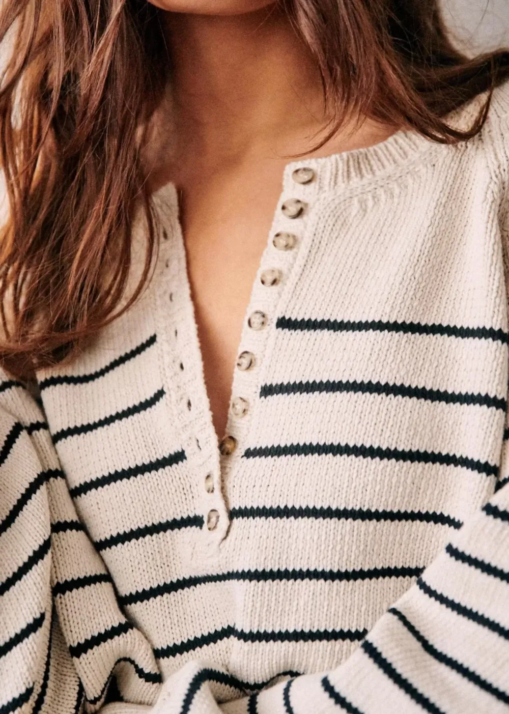 Striped V-Neck Navy Sweater