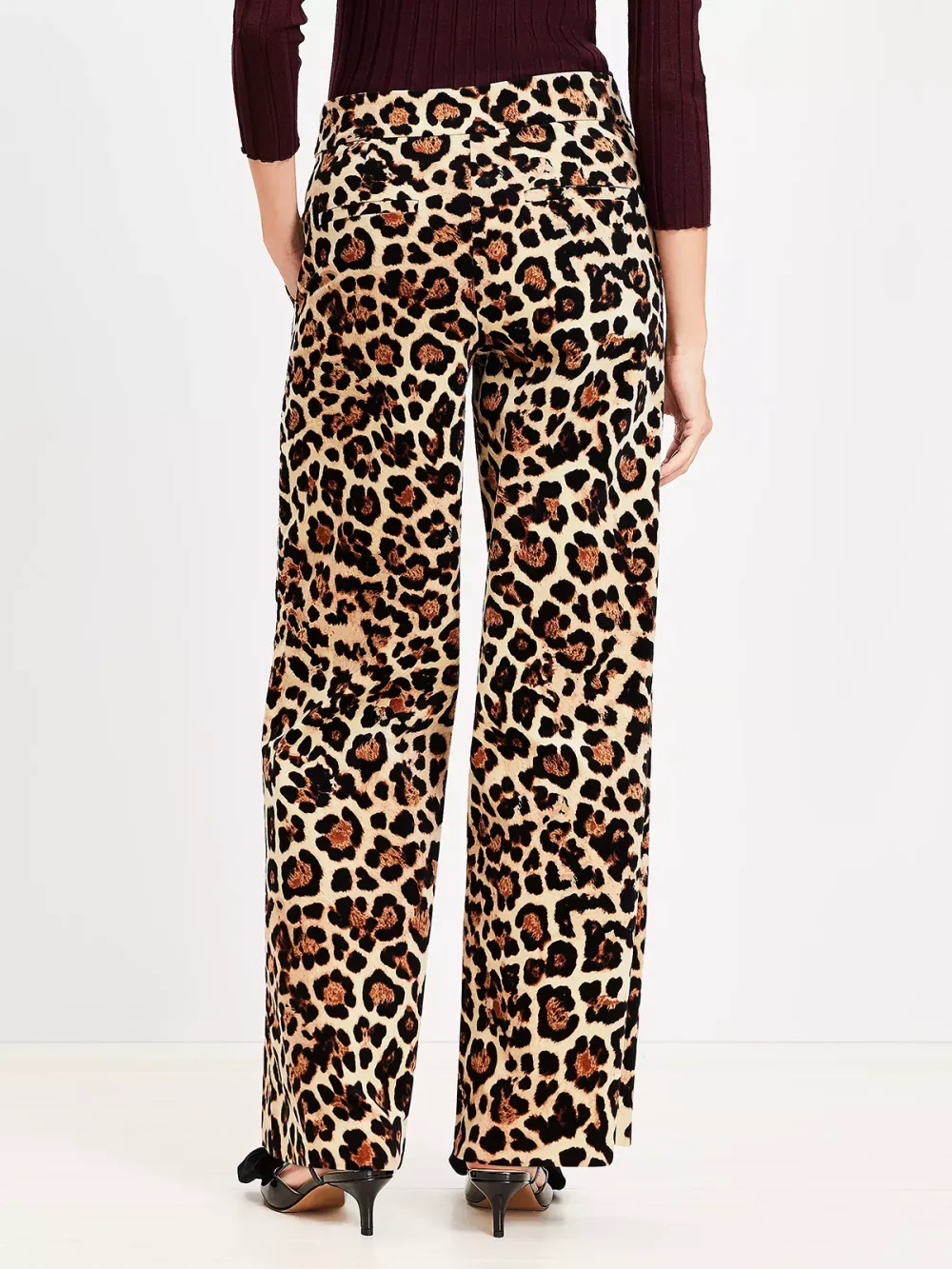 Clean Wide Leg Pants In Leopard Print Velvet