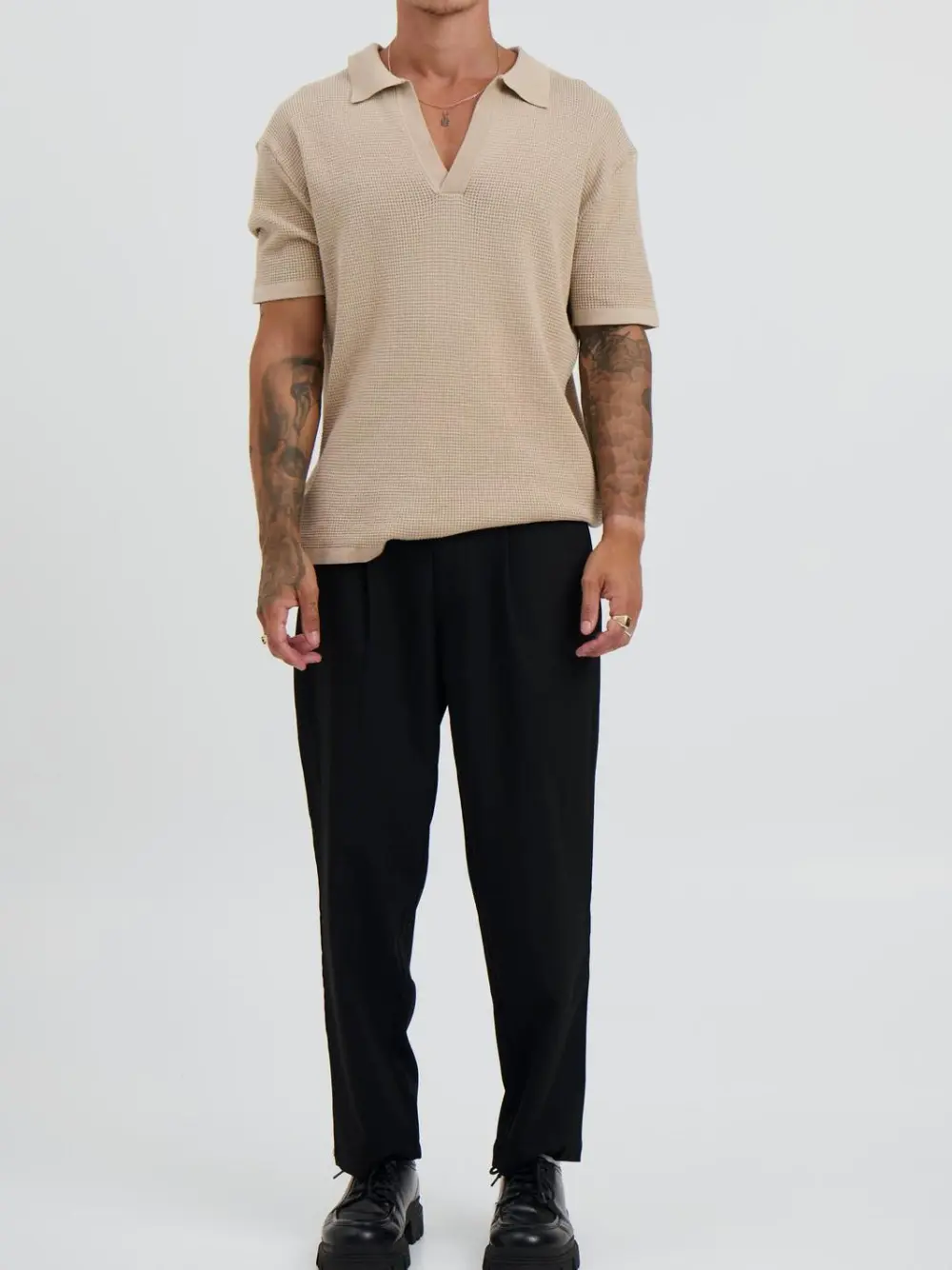 Casual Soft And Comfortable Oat Polo Shirt