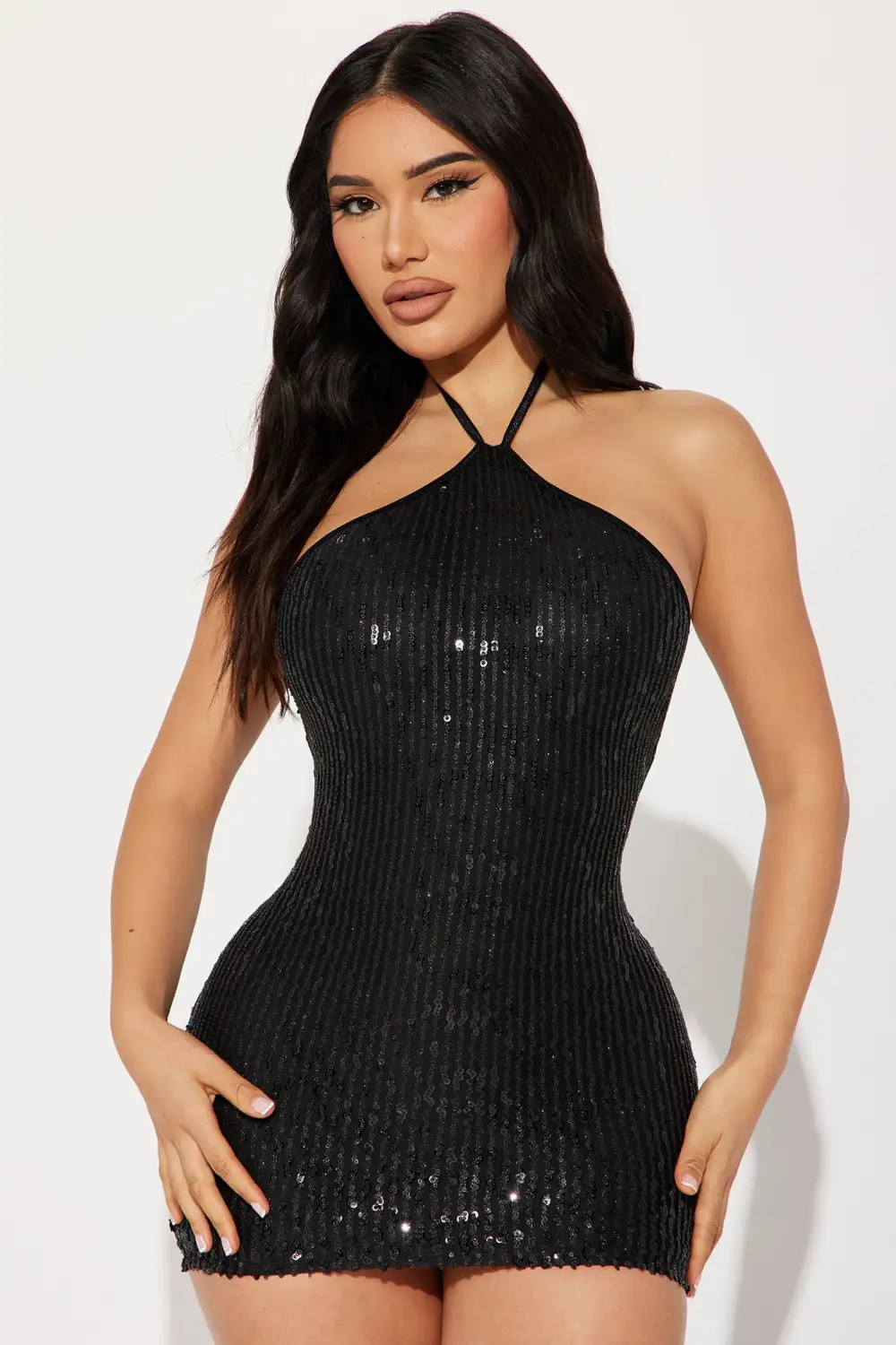 Simone Sequin Mini Dress - Black