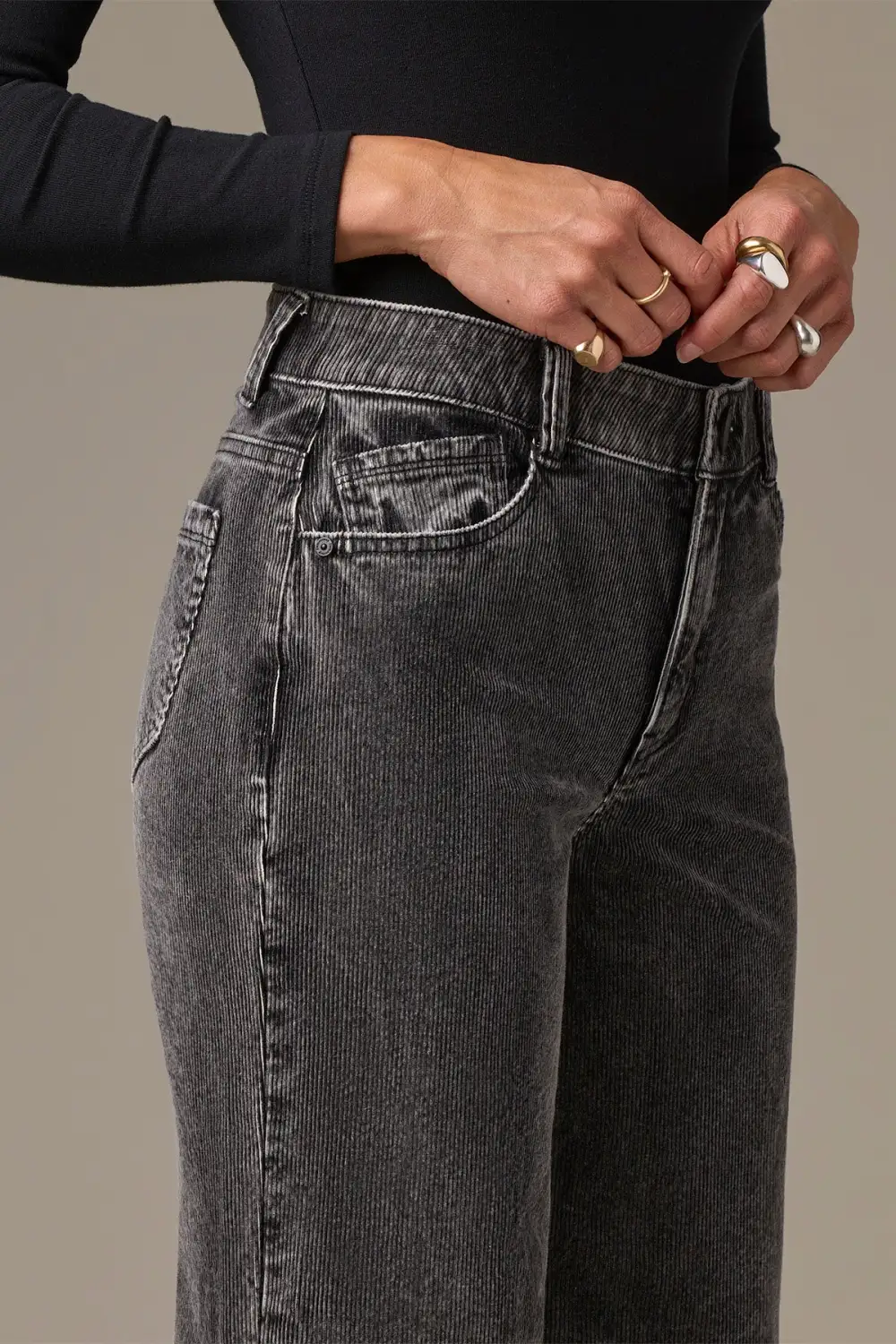 High Rise Wide Leg Pants Washed